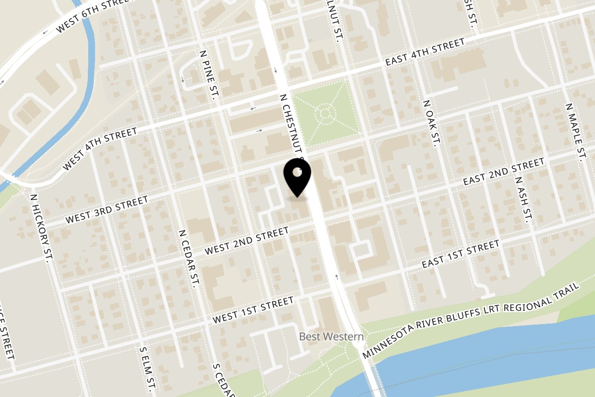 Map showing the location of The Golden Kitchen Mexican Bar & Grill on 207 N Chestnut St in Chaska